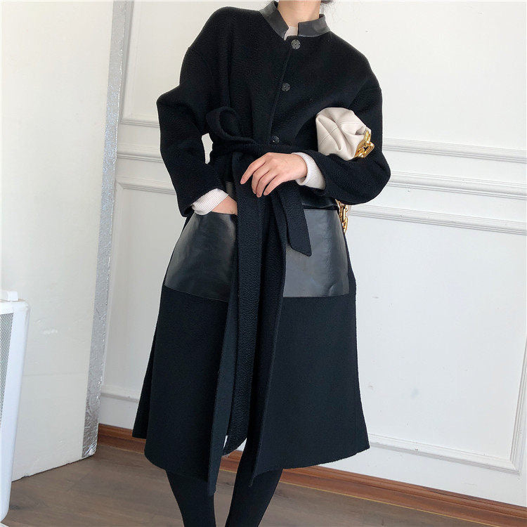 ZABRI fashion luxury  women long cashmere wool coat women