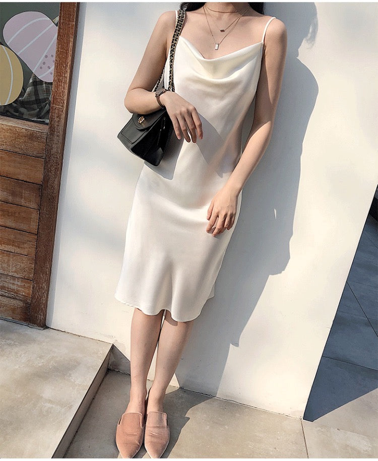 ZABRI high quality ladies slip dress luxury sexy maxi silk satin dress